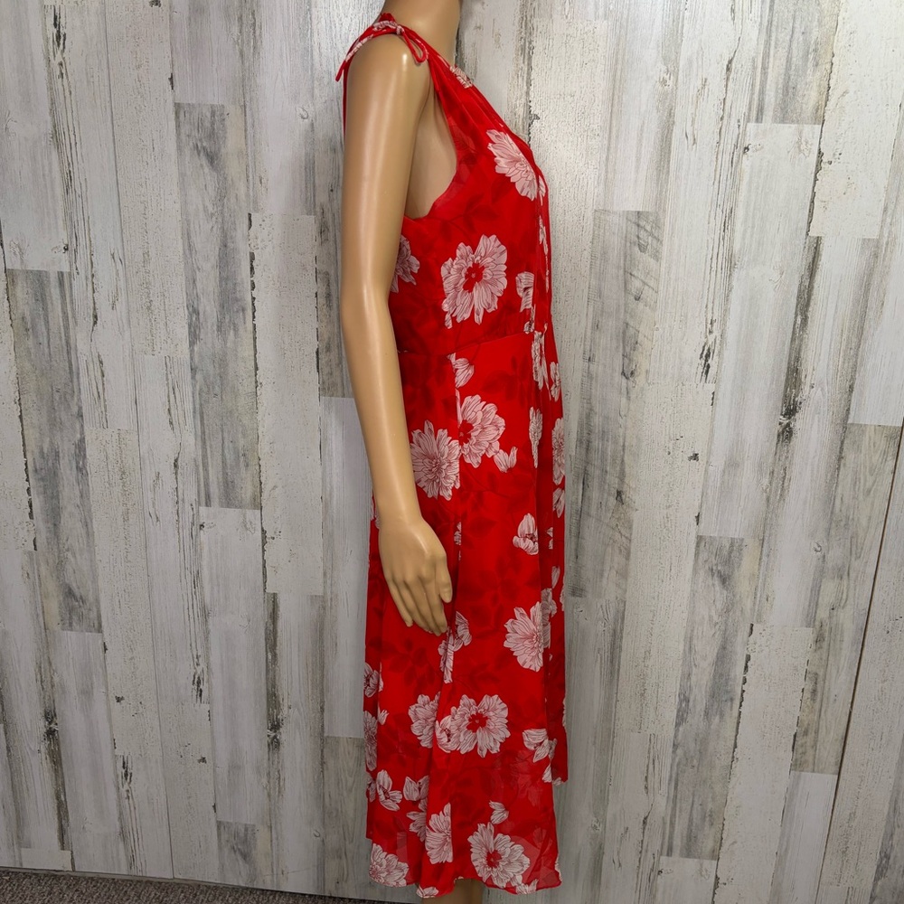 Vince Camuto Floral Red Sleeveless‎ A-Line Midi Dress - Picture 12 of 14